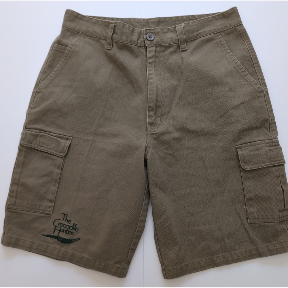 VTG 90s The Crocodile Hunter Shorts 32 Steve Irwin Australia Zoo Khaki Cotton